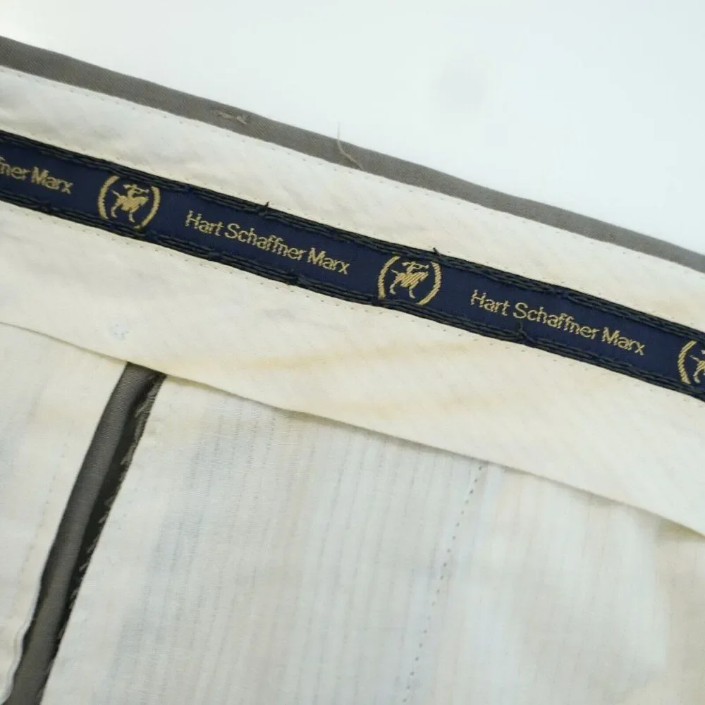 Hart Schaffner Marx Wool Beige Pleated High Rise Dress Pants Trousers 43/28 Line